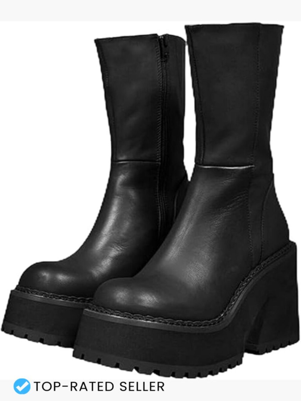 Chunky Heel Platform Booties Round Toe Punk Boots Lace Up Rave Party Shoes